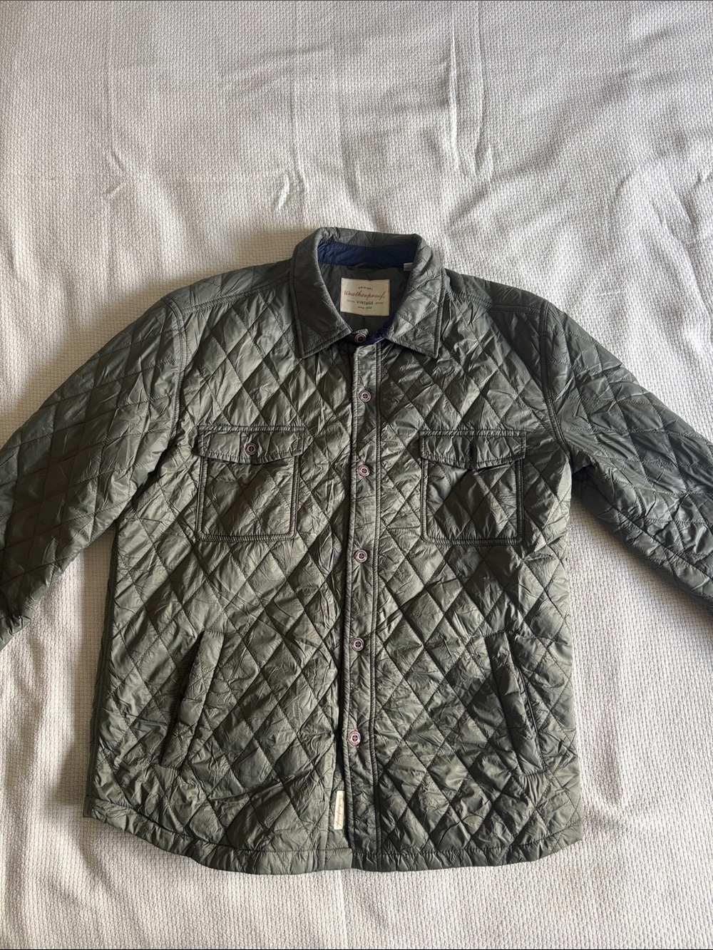 Weatherproof Quilted Shirt Jacket in Olive